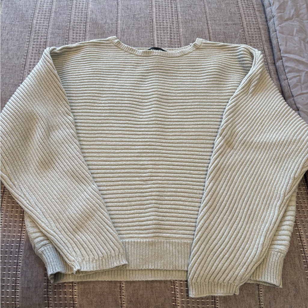 Express Ribbed Knit Sweater In Light Green